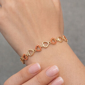 14K Gold Plated Women's Red Style Heart Design Bracelet New